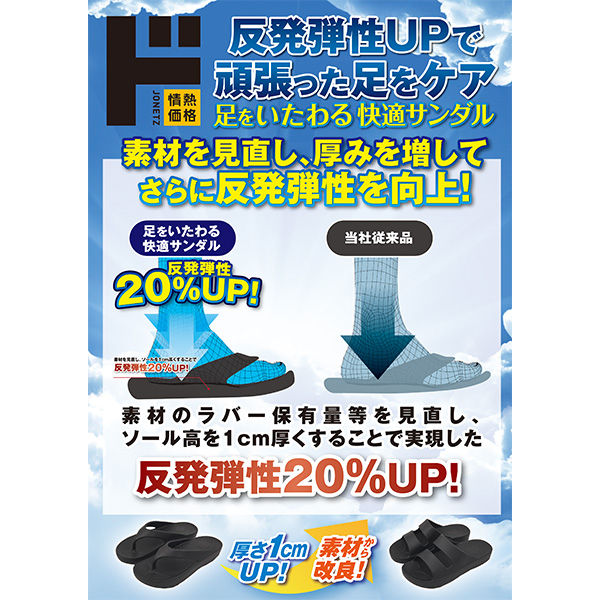 足をいたわる快適サンダル トングタイプ